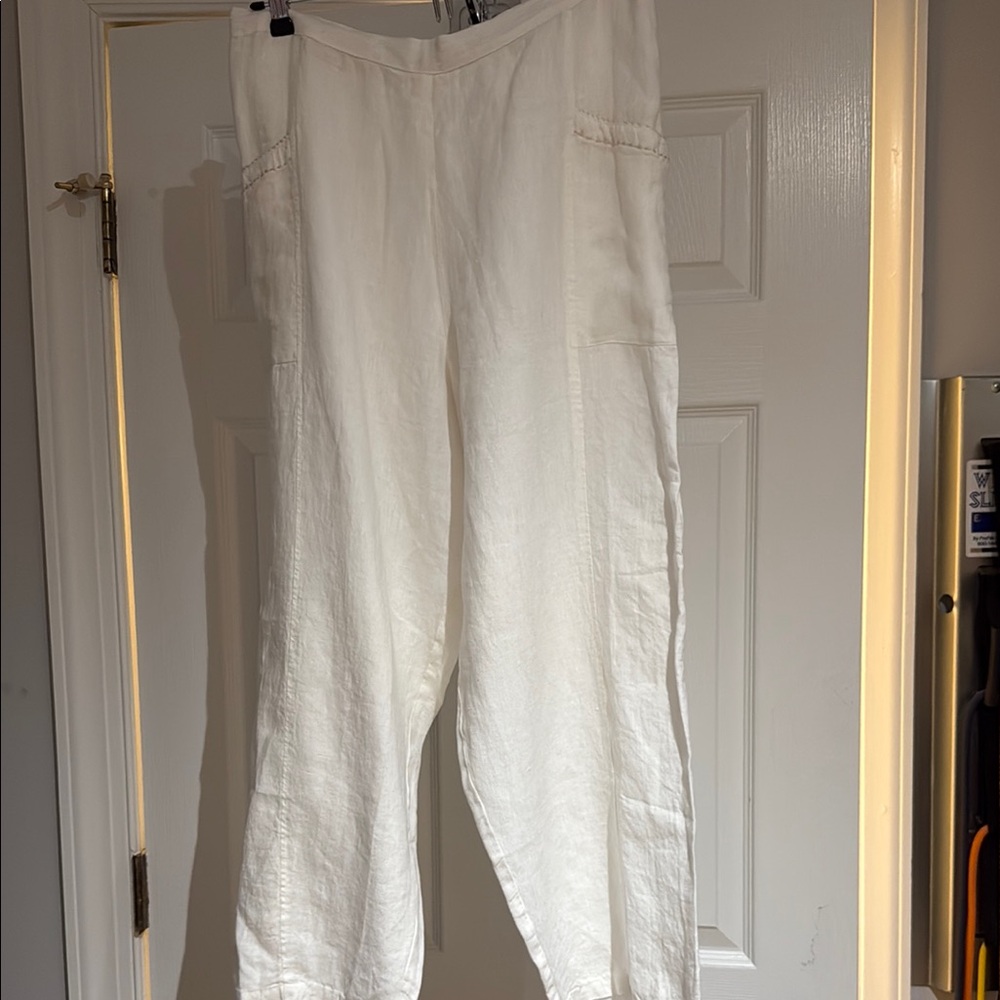 Karyn Seo NWOT White Linen Ankle Length Pants